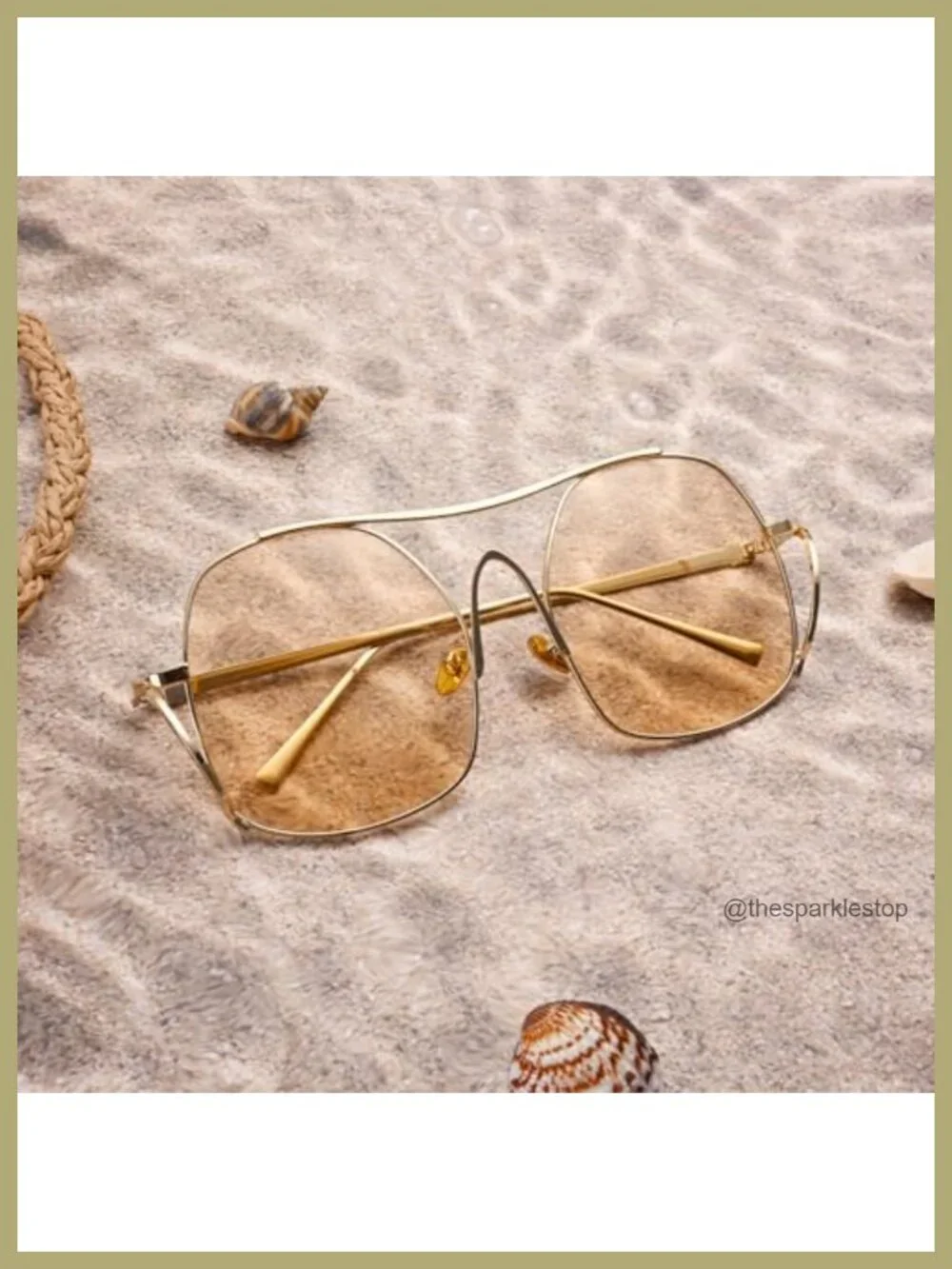 Oversized Metal Aviator Sunglasses UV400 Retro Punk Square Frame
